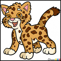 How to Draw Baby Jaguar, Dora