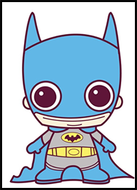 Learn How to Draw Cute / Baby / Kawaii / Chibi Batman from DC Comics in Simple Steps Drawing Lesson for Kids