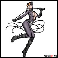How to draw Catwoman superheroine from DC Comics