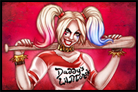 How to Draw Harley Quinn from Suicide Squad