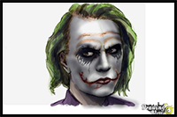 How to Draw Heath Ledger As The Joker from Dark Knight