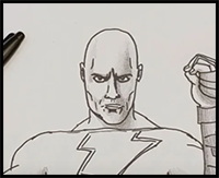 How to Draw Black Adam with Pencil and Shadows