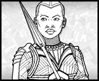 How to Draw OKOYE (Black Panther) Drawing Tutorial