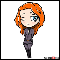 How to Draw Cute Chibi Black Widow