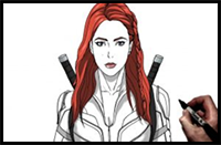 How To Draw Black Widow Step by Step || Marvel