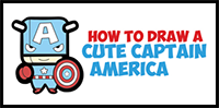 Learn How to Draw Cute Chibi Kawaii Captain American from Marvel Comics - Simple Step by Step Drawing Lesson