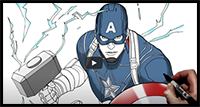 How to Draw Captain America with Mjolnir