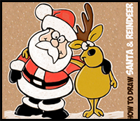 How to Draw Cartoon Santa Claus and Reindeer Easy Step by Step Tutorial