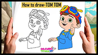 How to Draw Tom Tom from Cocomelon Easy Step by Step
