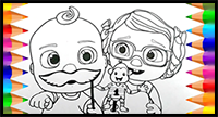 How to Draw JJ and Bella in "Five Little Monkeys" | Cocomelon | Drawings for Children