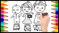 How to Draw JJ and his Siblings in "The Car Color Song" | Cocomelon | Drawings for Children