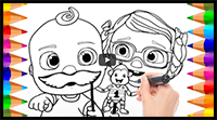 How to Draw JJ and Bella in "Five Little Monkeys" | Cocomelon | Drawings for Children