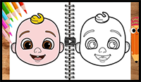 JJ Cocomelon Drawing | How to Draw & Coloring | Tutorial for Kids & Beginners ( Baby JJ Cocomelon )