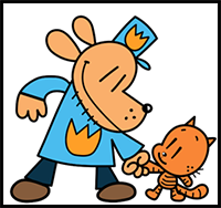 How to Draw Dog Man and Cat Kid Holding Hands with Easy Step-by-Step Drawing Tutorial for Kids