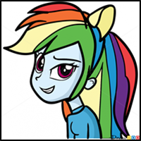 How to Draw Rainbow Dash Face, Equestria Girls