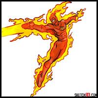 How to Draw The Human Torch from Fantastic Four