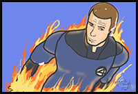 How to Draw The Human Torch from Fantastic 4