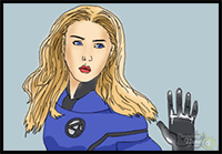 How to Draw Invisible Woman from Fantastic 4