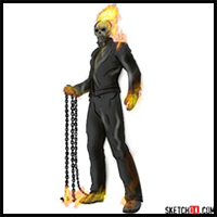 How to Draw Ghost Rider with a Hellfire Chain