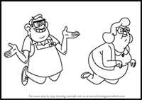 How to Draw Ma and Pa Duskerton from Gravity Falls