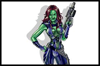How to Draw Gamora from Guardians of the Galaxy