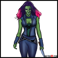 How to Draw Gamora from Guardians of the Galaxy