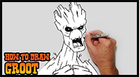 How to Draw Groot- Guardians of the Galaxy - Video Tutorial