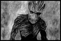 How to draw Groot from Guardians of the Galaxy