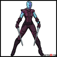 How to draw Nebula from Guardians of the Galaxy