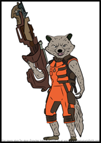 How to Draw Rocket Raccoon from Guardians of the Galaxy