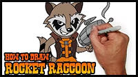 How to Draw Rocket Raccoon- Step by Step Video Lesson
