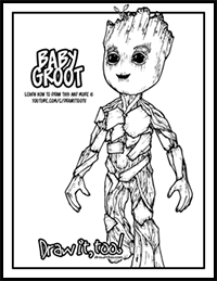 Baby Groot (Guardians of the Galaxy Vol. 2) Drawing Tutorial