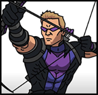 How to Draw Hawkeye (Clint Barton) Marvel - Step by Step