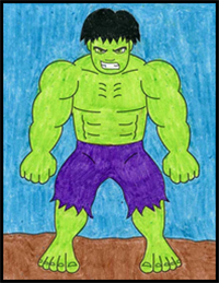 Easy How to Draw the Hulk Tutorial and Hulk Coloring Page