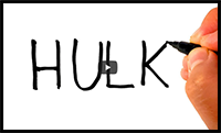 Drawing HULK from the word "HULK"