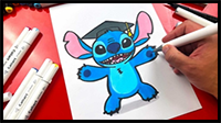 How to Draw Stitch Dressed Up for Graduation
