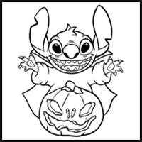How to Draw Halloween Stitch with a Jack-o’-Lantern