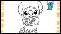 How to Draw HAWAII STITCH I Easy