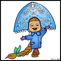How to Draw Masha snow maiden, Masha and The Bear