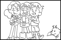 Draw David, Frida and Hilda from the Netflix Series