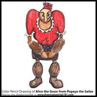 How to Draw Alice the Goon from Popeye the Sailor