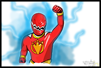 How to Draw Power Rangers Dino Thunder - Red
