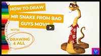 How to Draw Mr. Snake from Bad Guys Movie | Step by Step