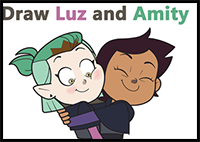 How to Draw Luz and Amity Hugging from Owl House Easy Step by Step Drawing Tutorial for Kids