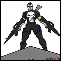 How to Draw The Punisher with Two Submachine Guns