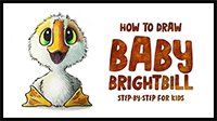 How to Draw Brightbill the Baby Goose from The Wild Robot | Step-By-Step Baby Bird Drawing for Kids