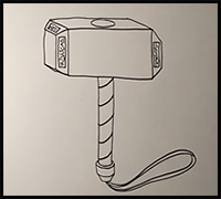 How to Draw Mjölnir Thor Hammer