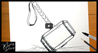 How to Draw Thor's Hammer Easy Step by Step