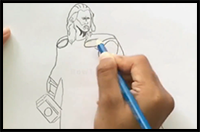 How to Draw Thor Drawing | Easy Thor Sketch Holding Hammer Full Body