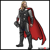 How to draw Thor Odinson (Chris Hemsworth)